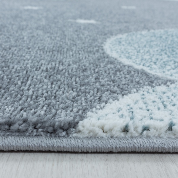 Kinderteppich Jungs mit Blauen Wolken l Zimmer Teppich Kinder Blau Kurzflor