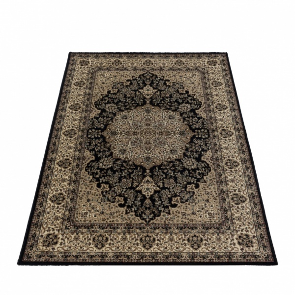 Kurzflor Teppich Wohnzimmer Orientalischer Stil Schwarz